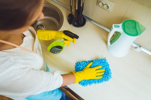 Risk-aware carpet cleaning service completing work carefully