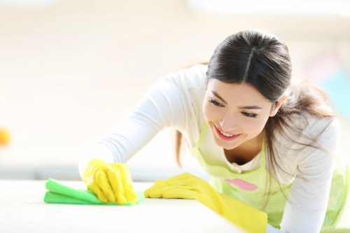 PPE and cleaning tools used during safe carpet cleaning
