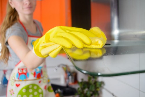 Kitchen deep cleaning during an end of tenancy service in N16